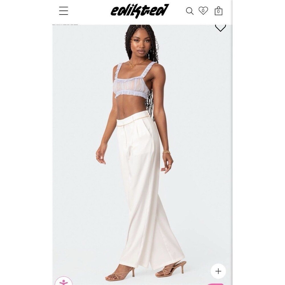 Edikted White Wide Leg Trouser -M